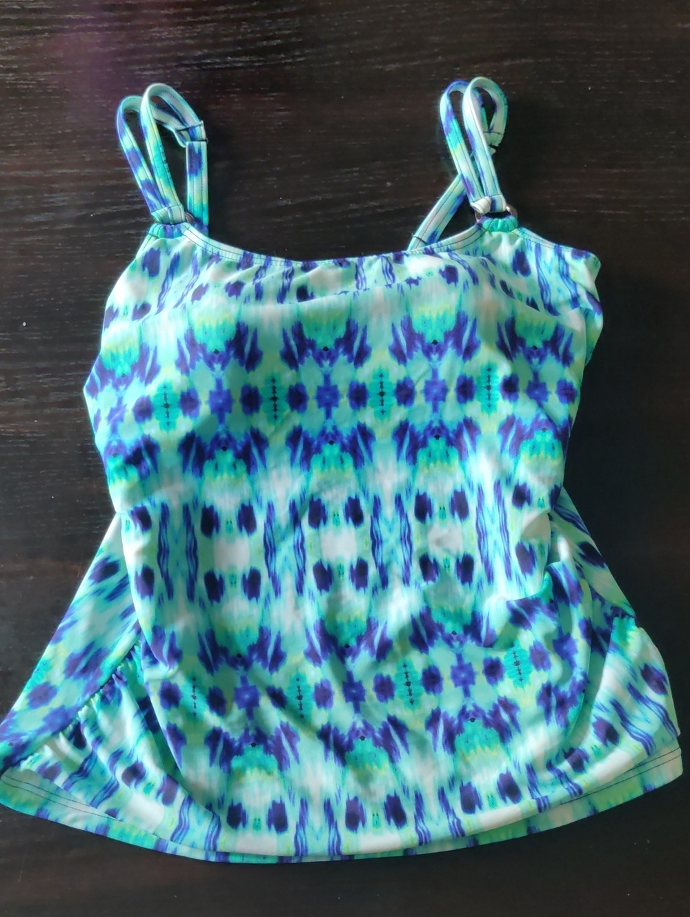 Croft & Barrow Blue and Green Patterned Swim Top
